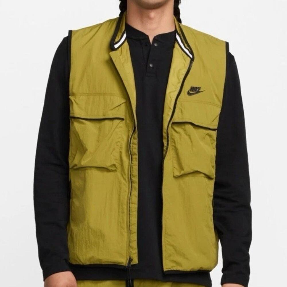 Nike Men's Tech Woven Utility Nylon Full Zip Vest Pacific Moss Green Size XL New